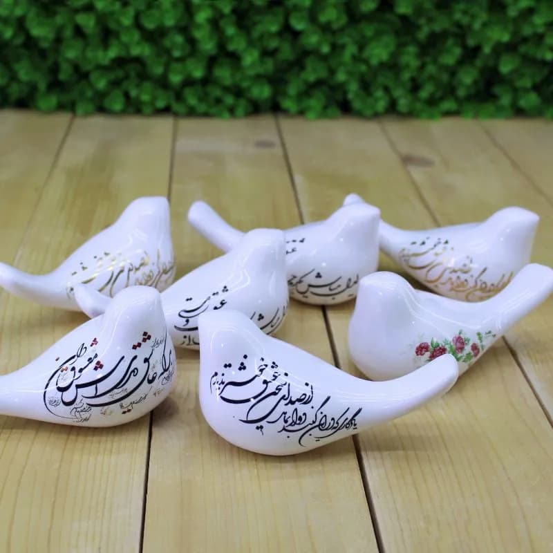 پرنده سرامیکی نوشته دار