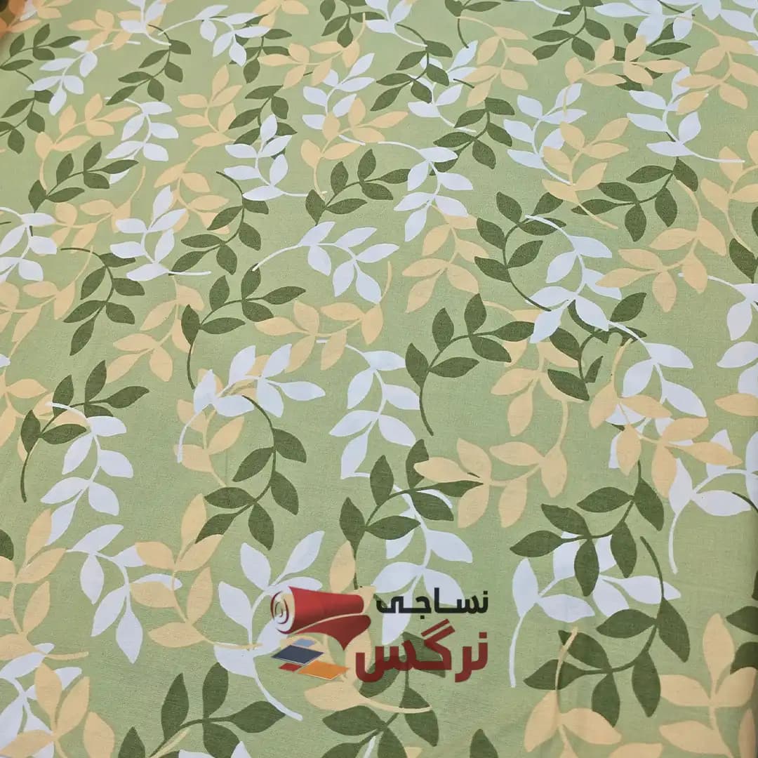 ملحفه نخ پنبه طرح گلدار سبز عرض 2.4 کد 290