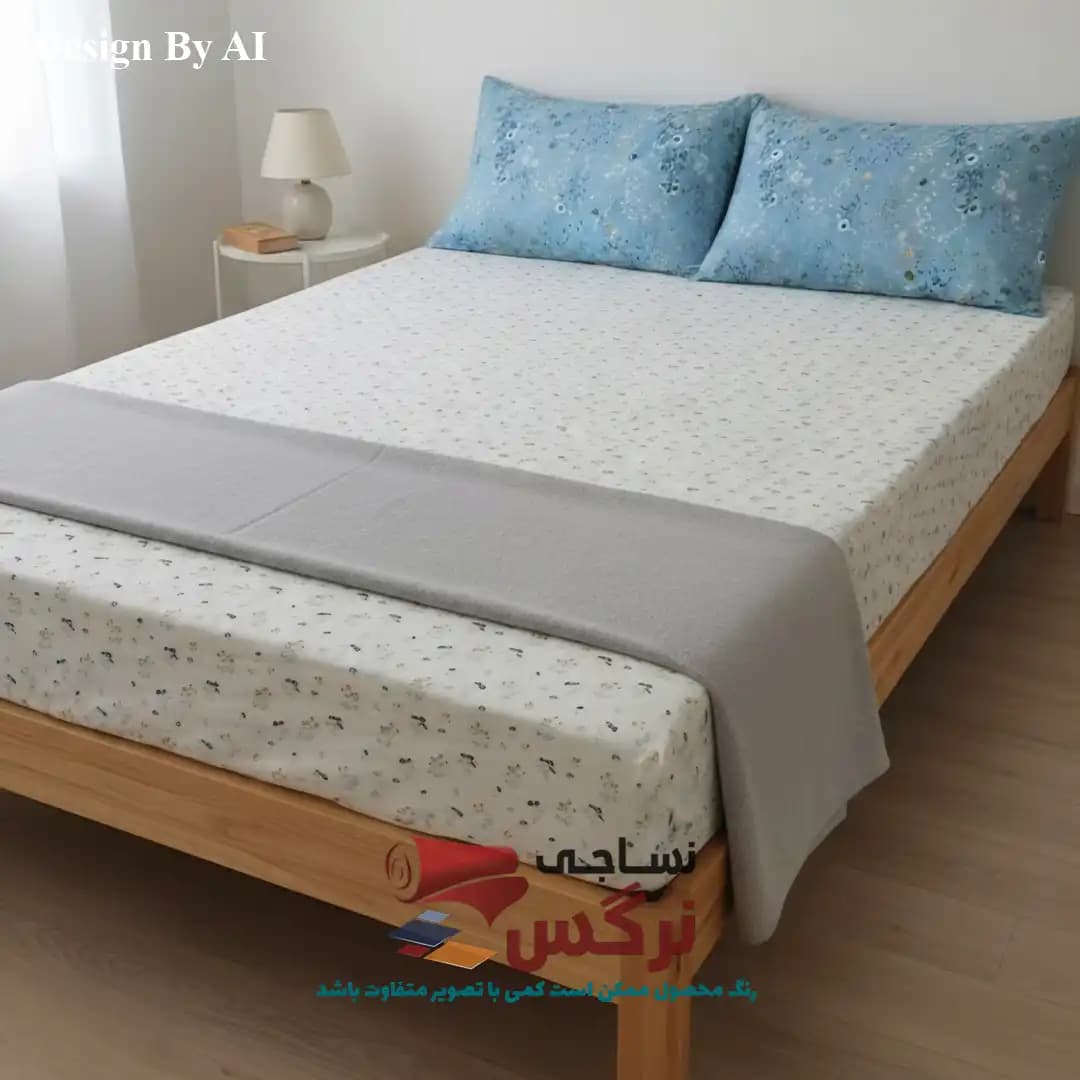 نیم ست کاورکشدار تخت و روبالشتی نخ پنبه گلدار کد 273 — تصویر ۳