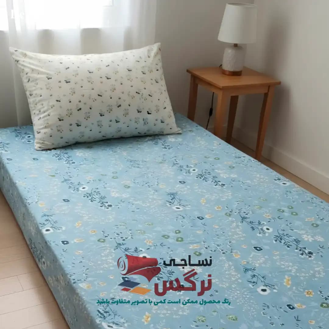نیم ست کاورکشدار تخت و روبالشتی نخ پنبه گلدار کد 273 — تصویر ۴