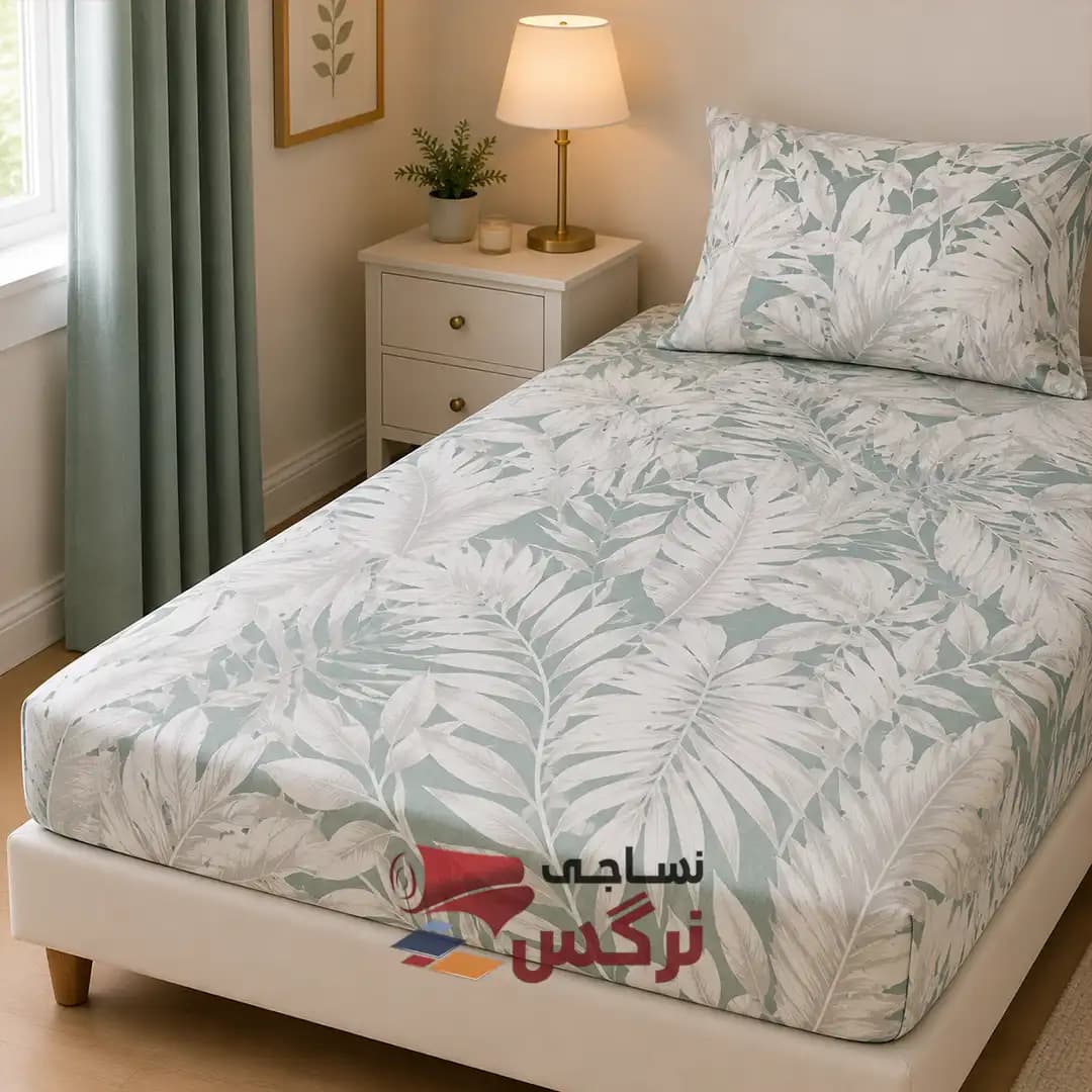 نیم ست کاورکشدار تخت و روبالشتی نخ پنبه گلدار کد 271 — تصویر ۳