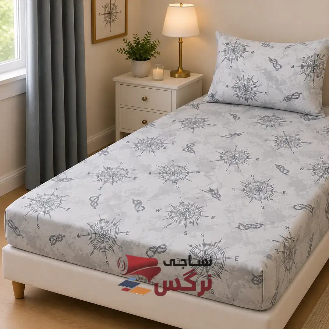 نیم ست کاورکشدار تخت و روبالشتی نخ پنبه کد 140