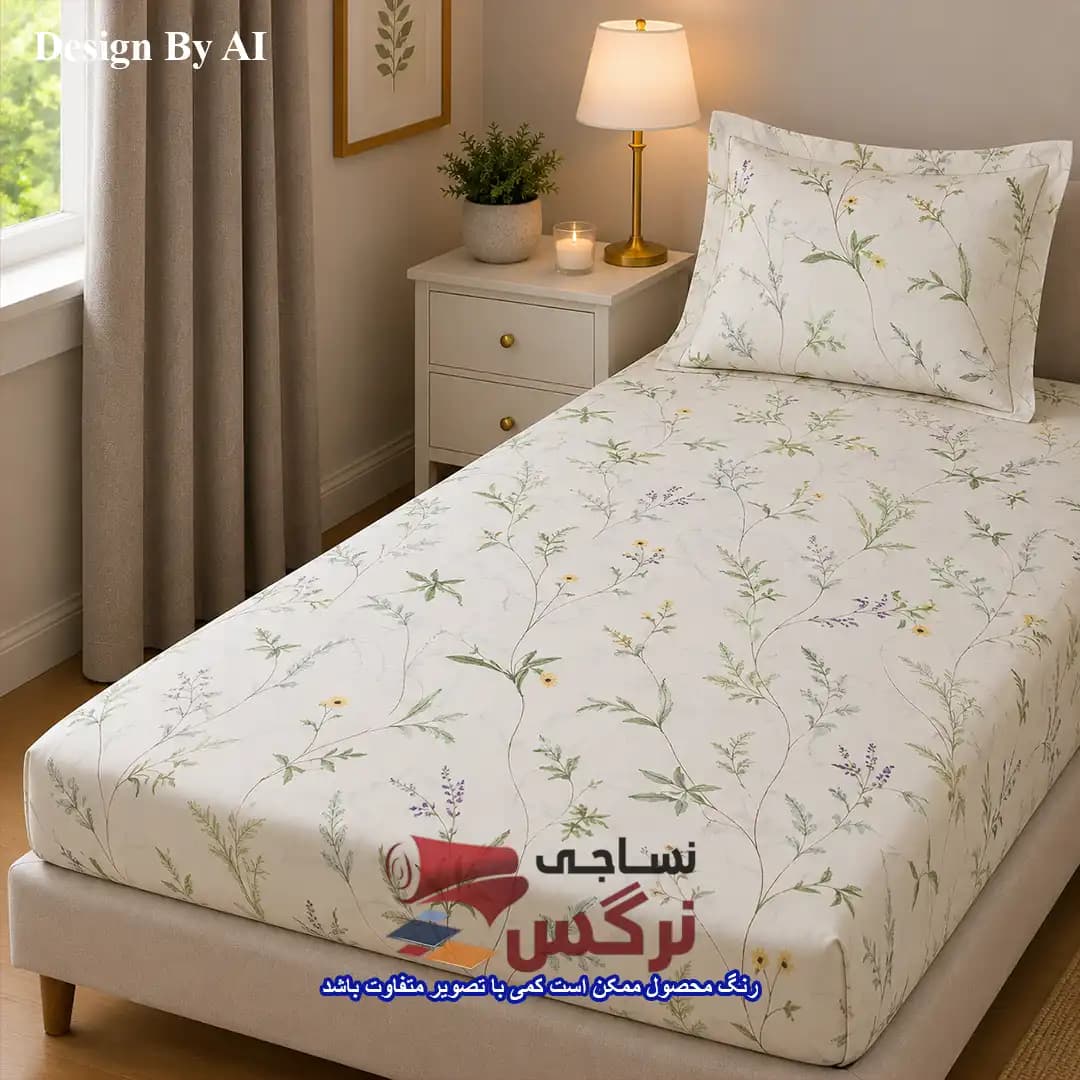 نیم ست کاورکشدار تخت و روبالشتی نخ پنبه گلدار کد 663