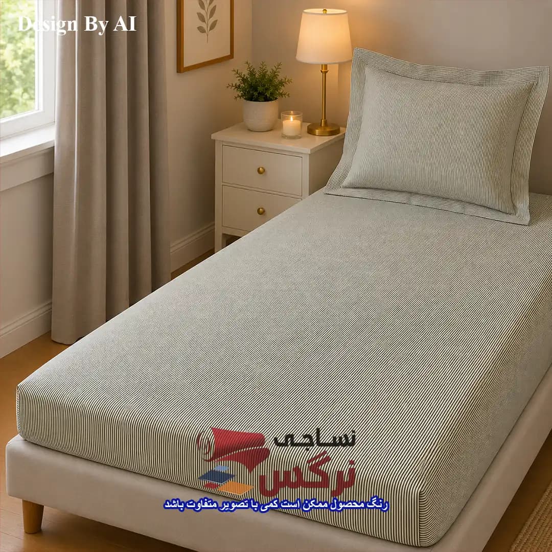 نیم ست کاورکشدار تخت و روبالشتی نخ پنبه گلدار کد 663 — تصویر ۲