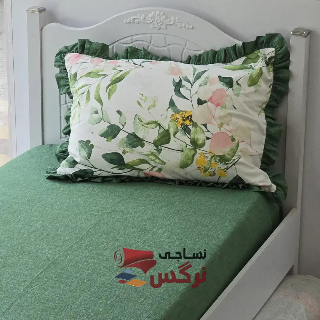 نیم ست کاورکشدار تخت و روبالشتی نخ پنبه گلدار — تصویر ۹