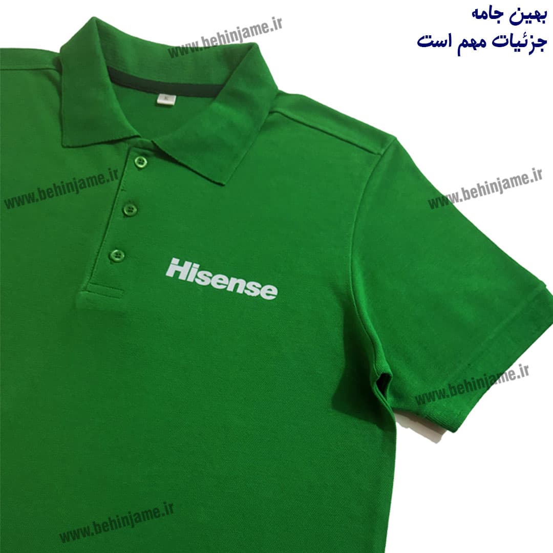 تیشرت تبلیغاتی سبز هایسنس | چاپ لوگو اختصاصی روی پولوشرت — تصویر ۳
