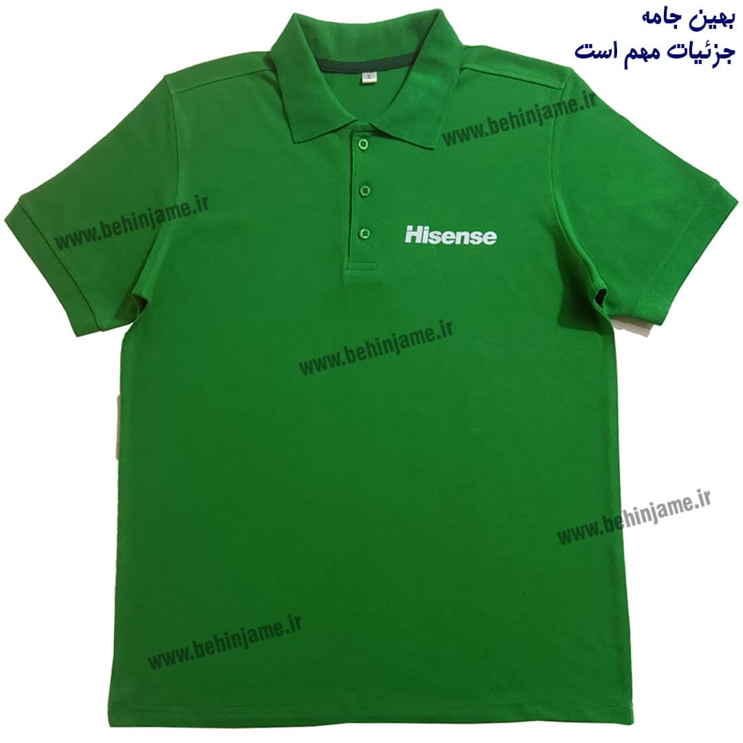 تیشرت تبلیغاتی سبز هایسنس | چاپ لوگو اختصاصی روی پولوشرت — تصویر ۲