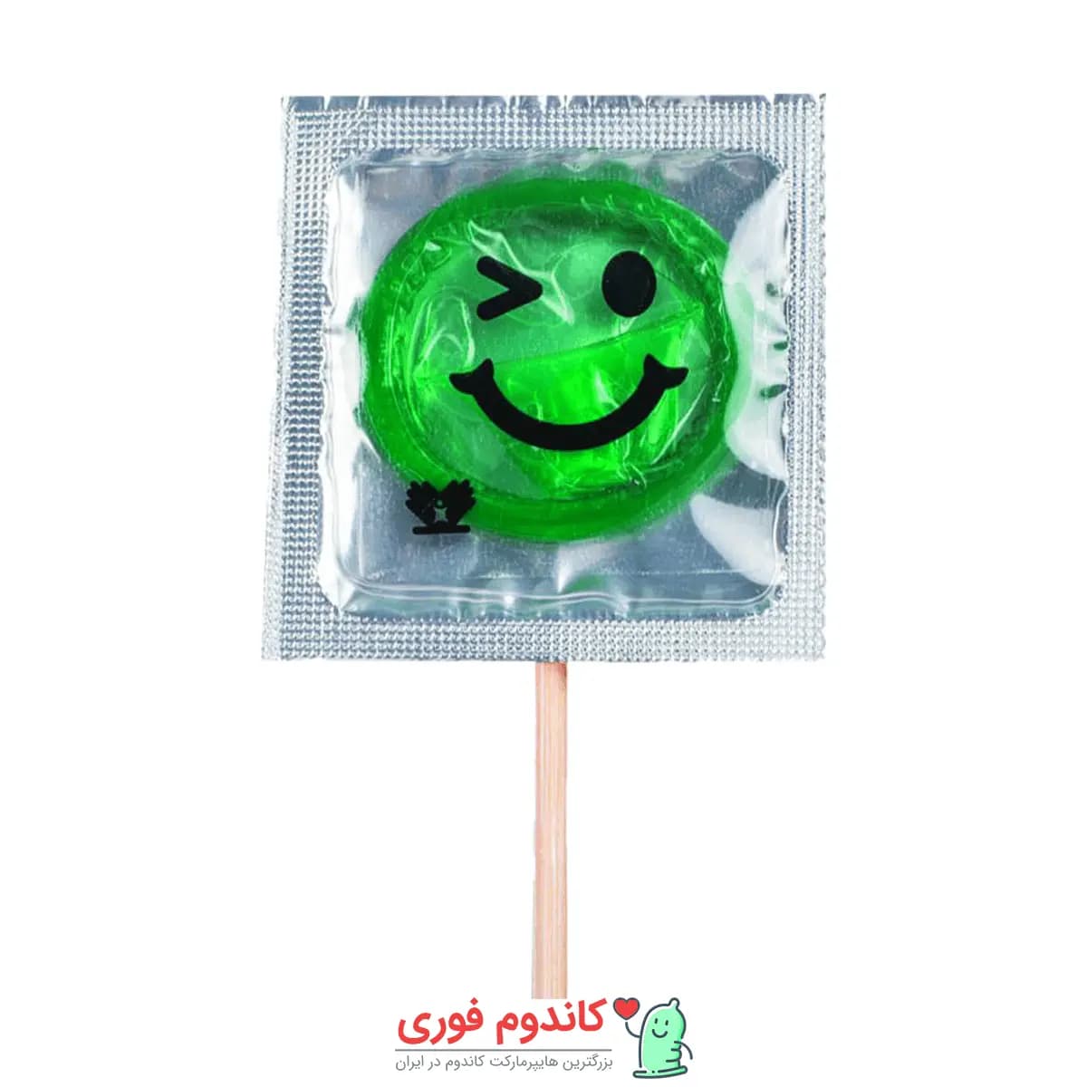 کاندوم چوبی سبز با طعم نعنا مدل هپی فیس — تصویر ۲