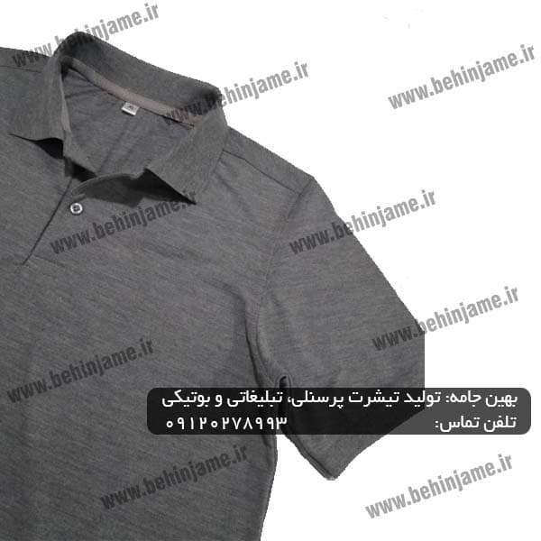 تیشرت مردانه طوسی ملانژ مدل 104 — تصویر ۶