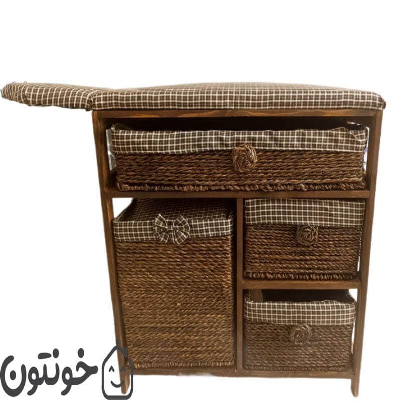 میز اتو کابینتی چوبی حصیری مدل T760 — تصویر ۴