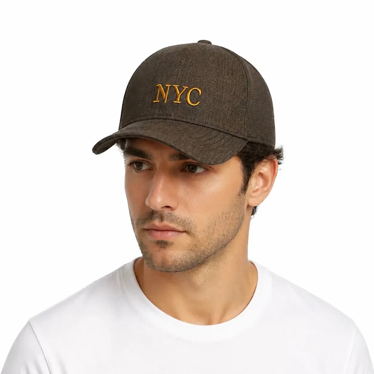 کلاه کپ کتان NYC قهوه ای (مدل H1003)