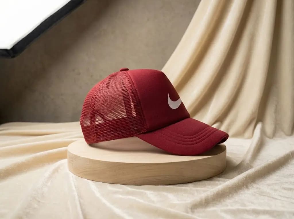 کلاه پشت توری ساده NIKE قرمز (مدل p1002) — تصویر ۴