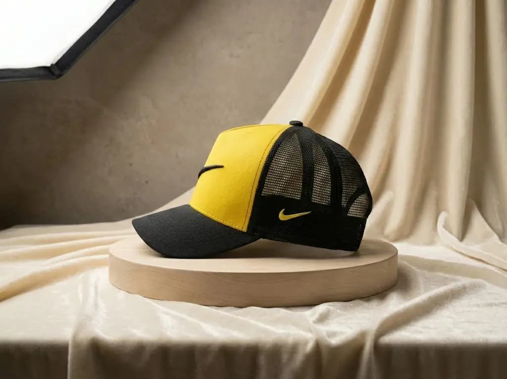 کلاه گورین پشت توری NIKE زرد (مدل p1005) — تصویر ۲