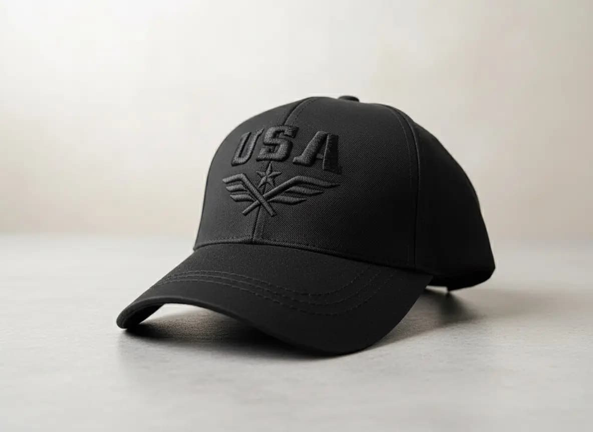کلاه کتان USA مشکی (مدل k1324) — تصویر ۳