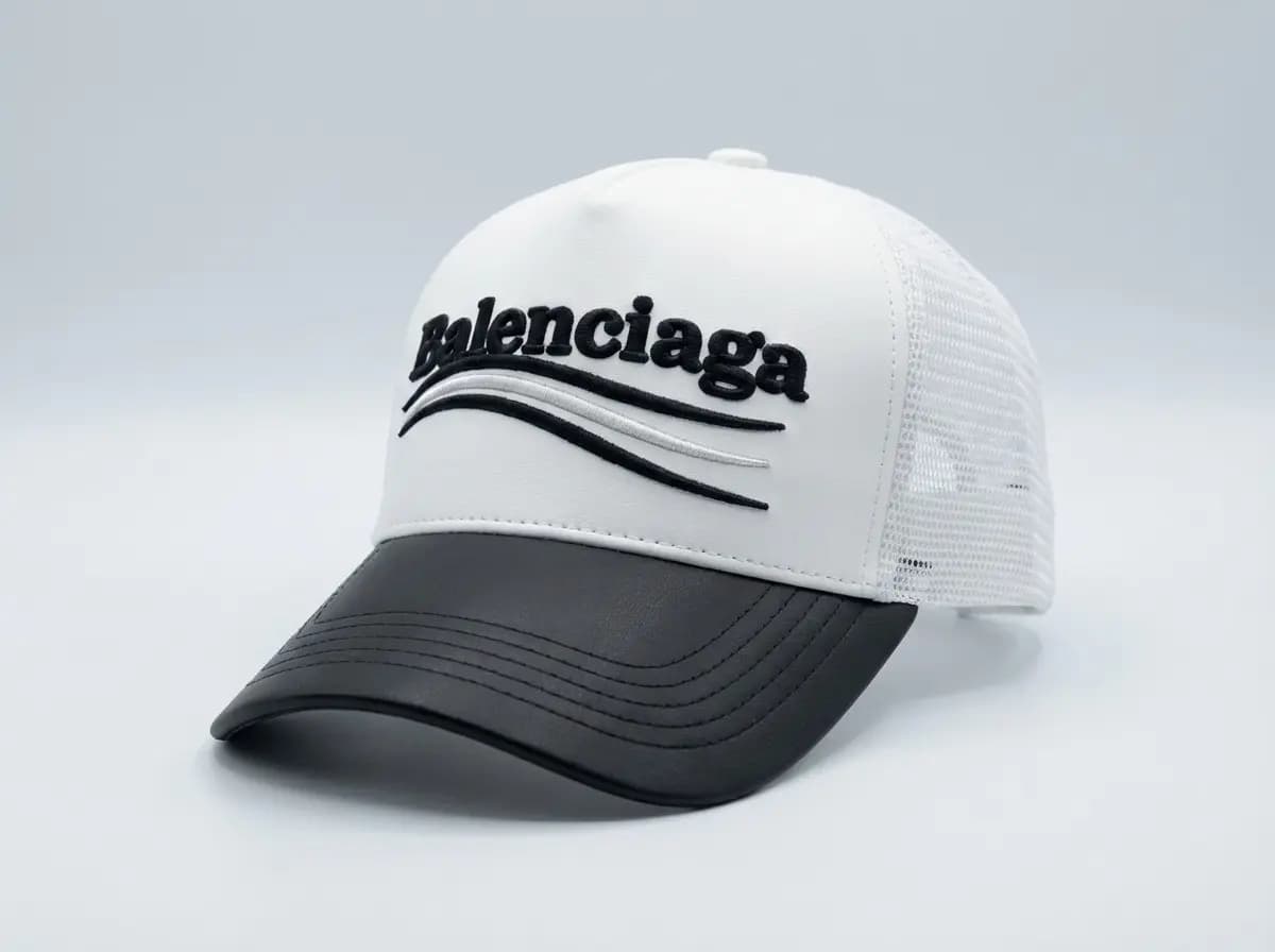 کلاه گورین پشت توری BALENCIAGA سفید مشکی (مدل g1324)