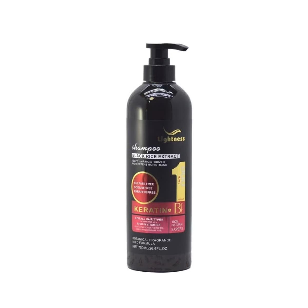 شامپو لایتنس با عصاره برنج سیاه و کراتین Lightness Black Rice Extract Keratin حجم ۷۵۰ میل — تصویر ۴