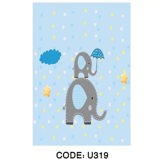 فرشینه کودک طرح فیل زمینه آبی U319 (پس کرایه)