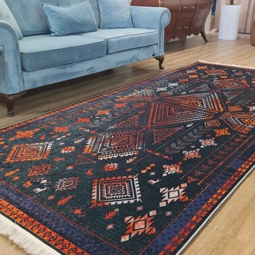 فرشینه مخمل هازان گبه تیره L362(پس کرایه) — تصویر ۶