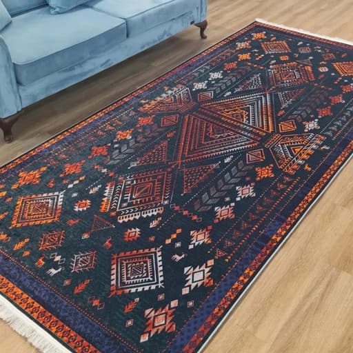 فرشینه مخمل هازان گبه تیره L362(پس کرایه) — تصویر ۵