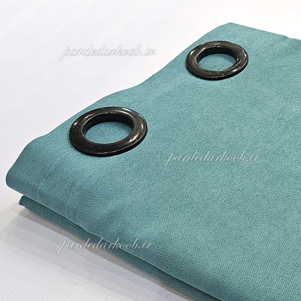 پرده پانچ آماده کتان ضخیم سبز آبی ارتفاع 180 سانت