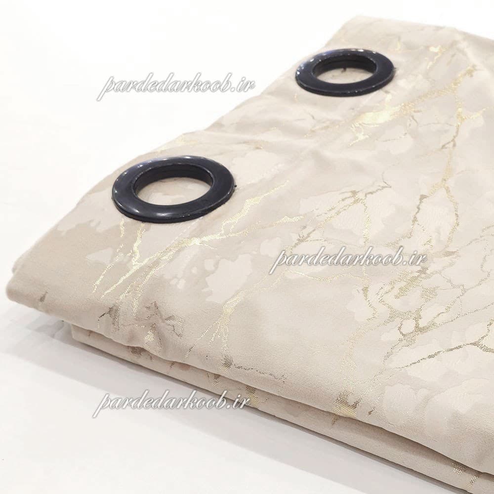 پرده پانچ آماده مخمل طلاکوب کرمی ارتفاع 280 سانت — تصویر ۷