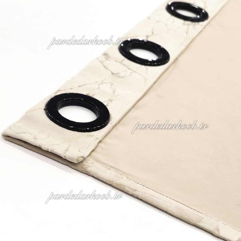 پرده پانچ آماده مخمل طلاکوب کرمی ارتفاع 280 سانت — تصویر ۲