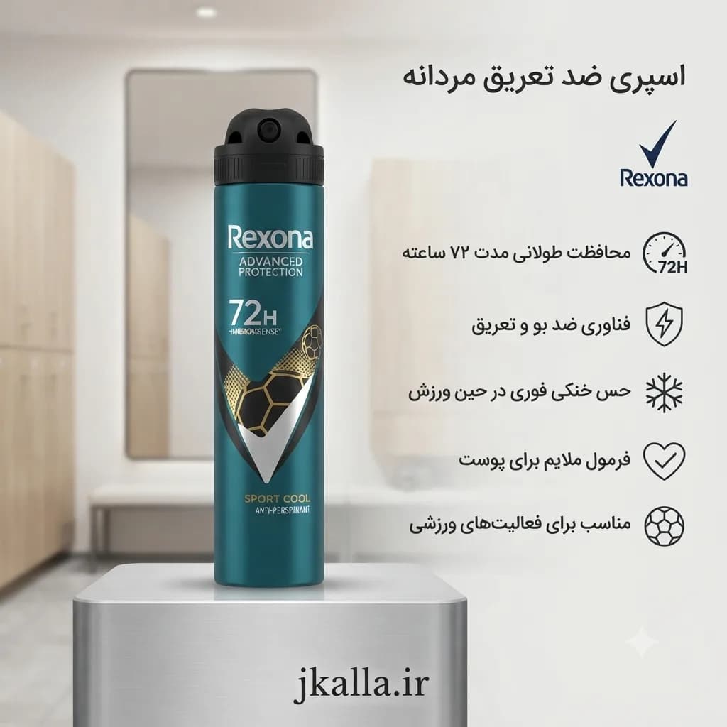 اسپری ضد تعریق مردانه رکسونا Sport Cool حجم 200 میل — تصویر ۳