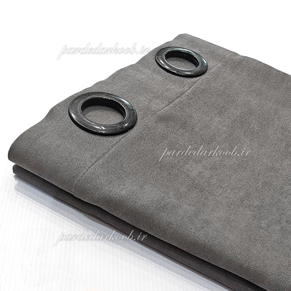 پرده پانچ آماده کتان ضخیم طوسی تیره ارتفاع 180 سانت