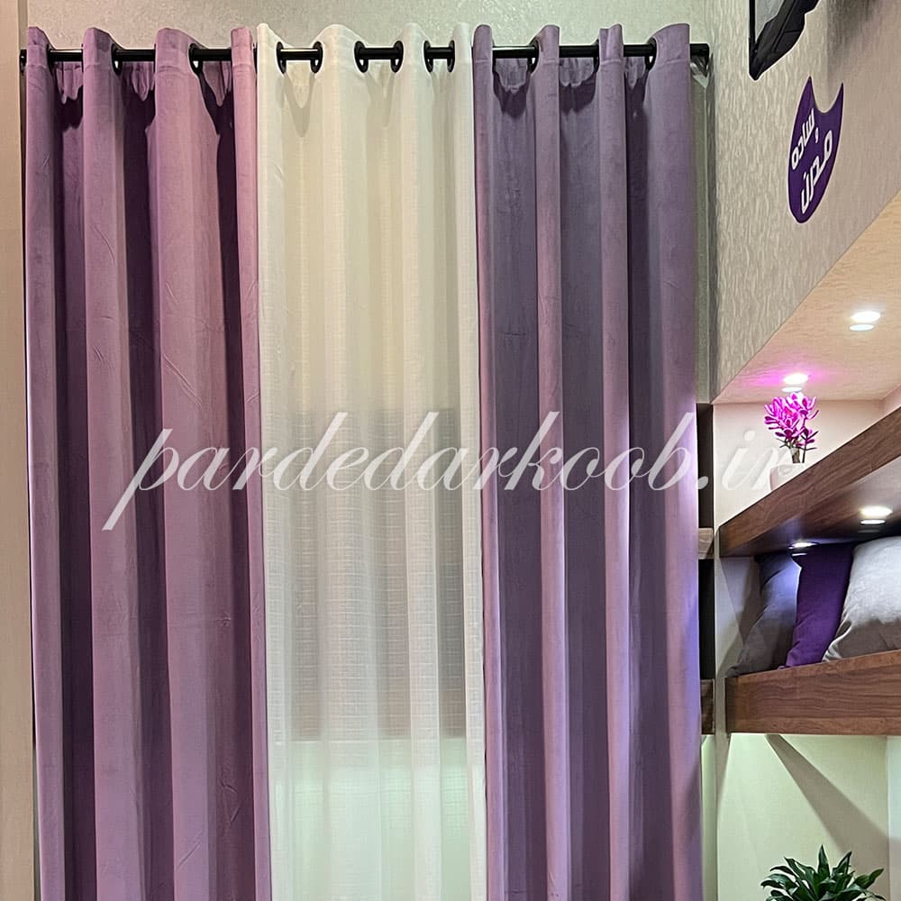 پرده پانچ آماده مخمل یاسی ارتفاع 280 سانت — تصویر ۵