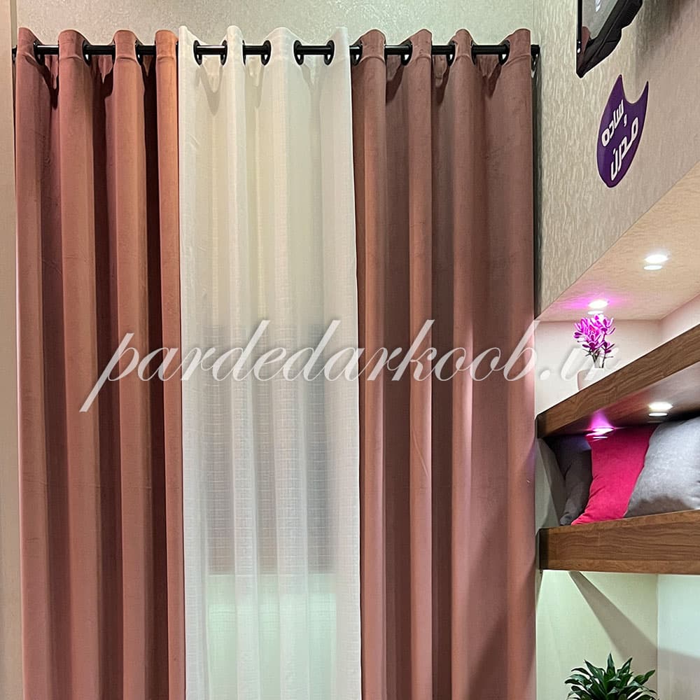 پرده پانچ آماده مخمل گلبهی ارتفاع 280 سانت — تصویر ۱۰