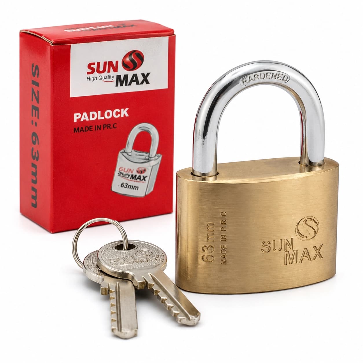 قفل آویز 63 میلی‌متری برنجی سان مکس | Sun Max Brass Padlock 63mm — تصویر ۲