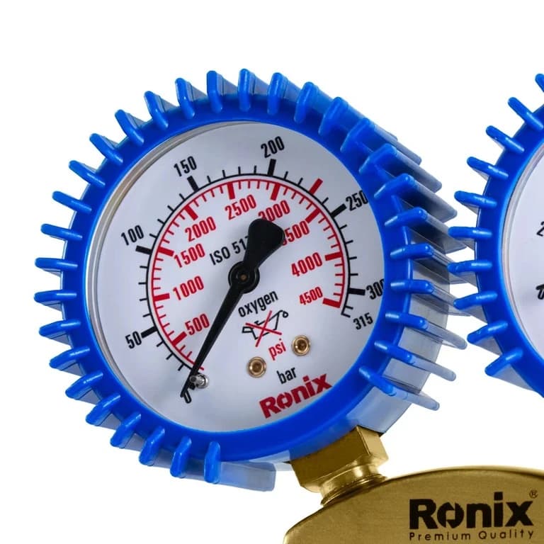مانومتر اکسیژن رونیکس مدل RH-4510 | رگلاتور اکسیژن برنجی با گیج دوگانه — تصویر ۴