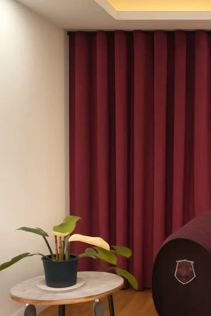 پرده مینیمال مخمل ساده زرشکی کد 55