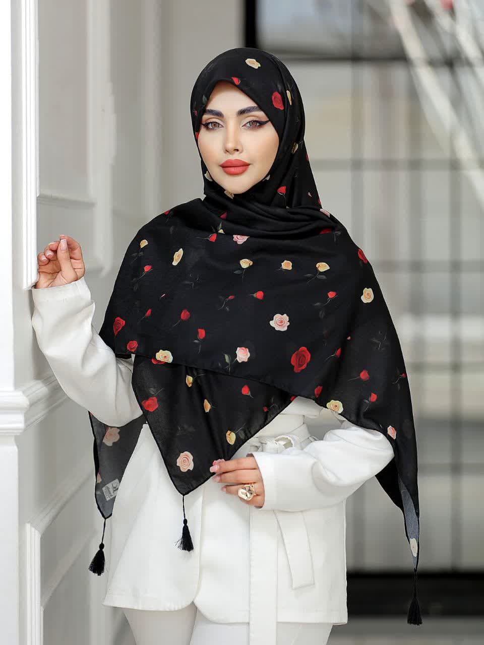 روسری نخی گلدار آبرنگی 140 کندیس T1092