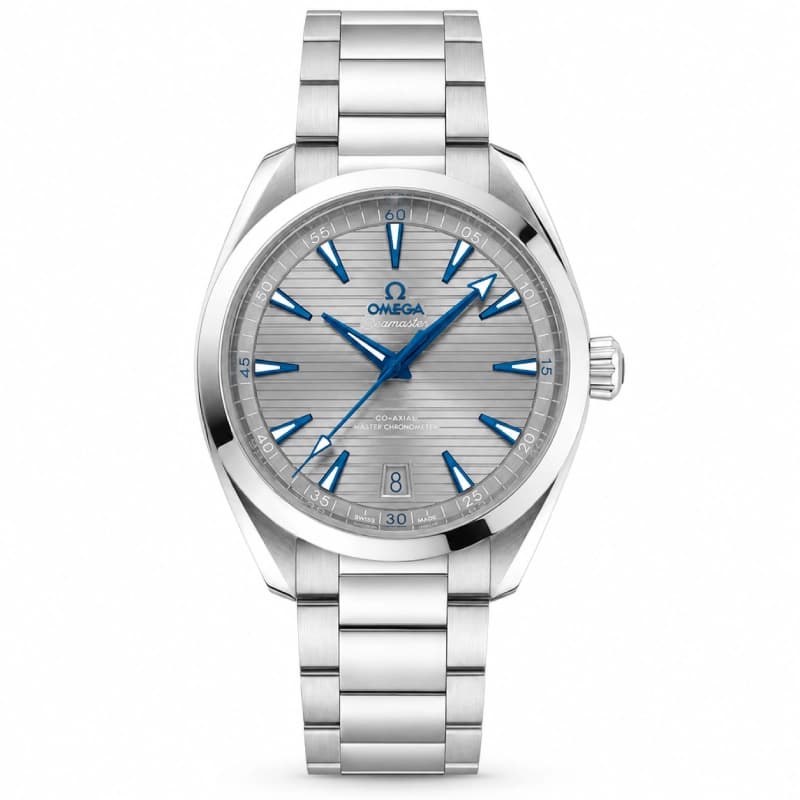 امگا سی‌مستر Aqua Terra 150M Co-Axial Master Chronometer 41، استیل، صفحه خاکستری با جزئیات آبی و بند استیل | رفرنس 220.10.41.21.06.001