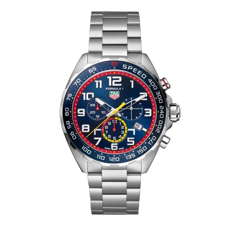 تگ هویر Formula 1 Chronograph x Red Bull Racing Quartz 43 استیل | صفحه آبی با جزئیات قرمز و زرد و بند استیل | رفرنس CAZ101AL.BA0842 — تصویر ۶