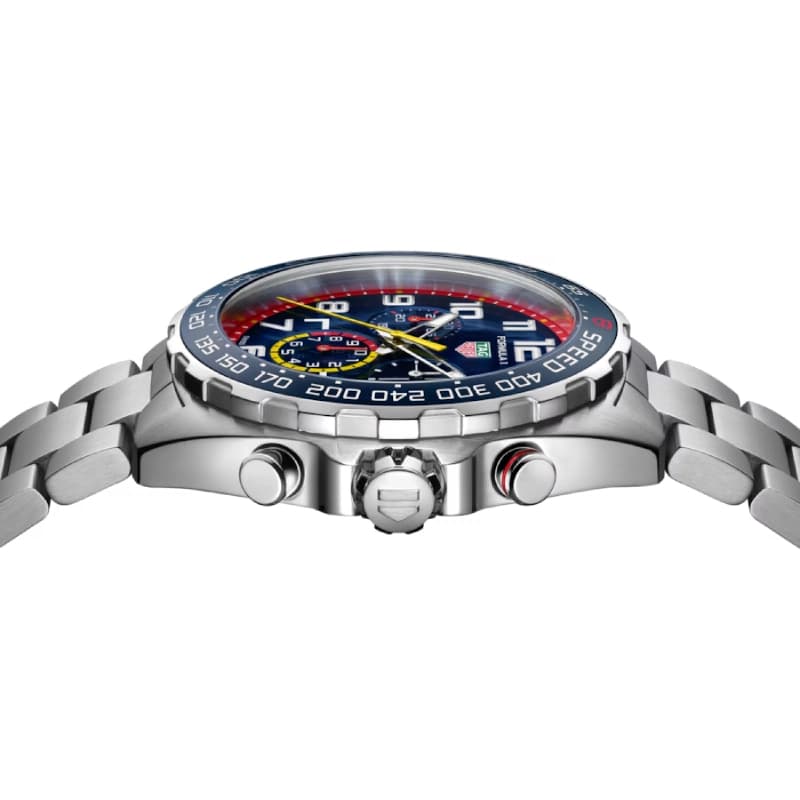 تگ هویر Formula 1 Chronograph x Red Bull Racing Quartz 43 استیل | صفحه آبی با جزئیات قرمز و زرد و بند استیل | رفرنس CAZ101AL.BA0842 — تصویر ۹