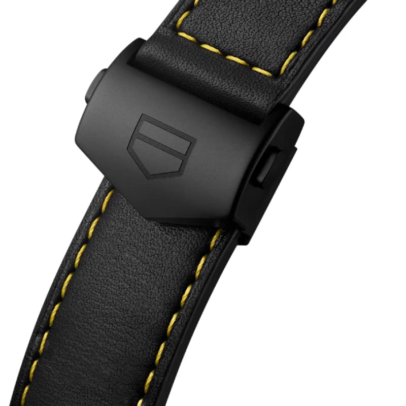 تگ هویر Formula 1 Senna Special Edition Chronograph Quartz 43 استیل با پوشش DLC مشکی | صفحه آنتراسیت با جزئیات زرد و بند چرمی مشکی | رفرنس CAZ101AJ.FC6487 — تصویر ۴