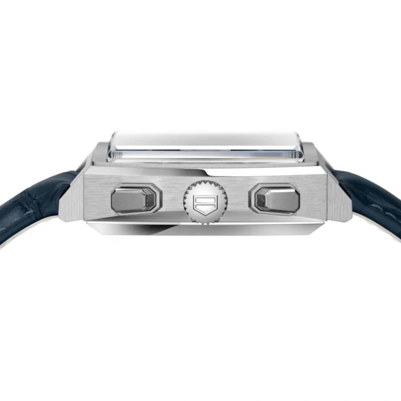 تگ هویر Monaco Chronograph 39 استیل | صفحه آبی Sunray و بند چرم تمساح آبی | رفرنس CBL2111.FC6453 — تصویر ۹