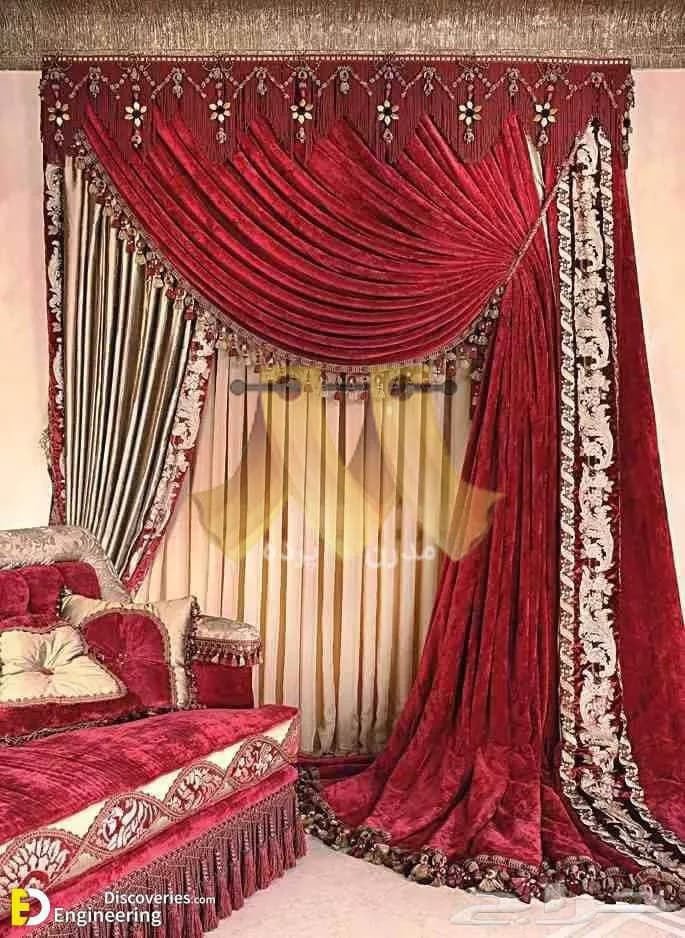 پرده کلاسیک مخمل زرشکی — تصویر ۳