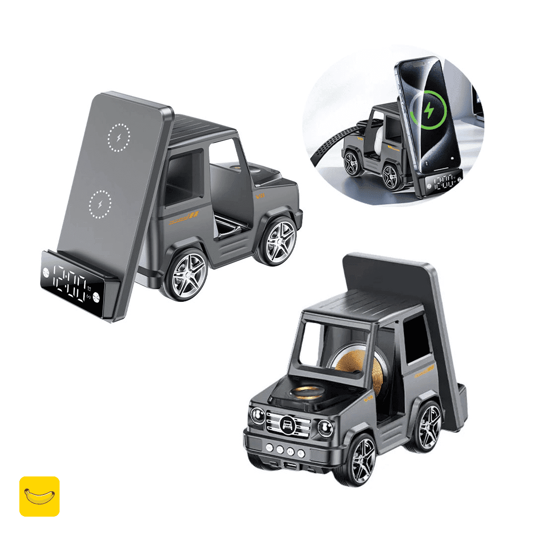 شارژر وایرلس، ساعت دیجیتال و اسپیکر بلوتوثی گرین لاین مدل G-WAG 6 in 1 — تصویر ۲
