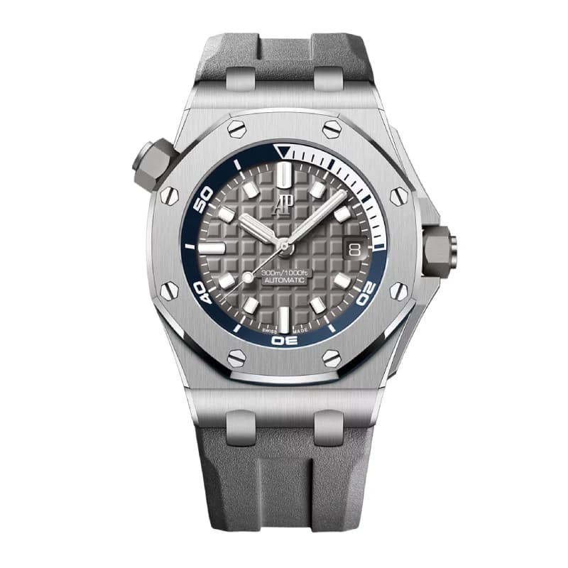 اودمار پیگه رویال اوک آفشور Diver 42 استیل، صفحه خاکستری و بند رابر خاکستری | رفرنس 15720ST.OO.A009CA.01