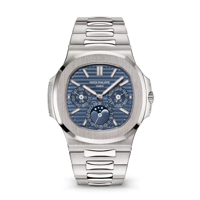 پتک فیلیپ ناتیلوس Perpetual Calendar طلای سفید، صفحه آبی و بند طلای سفید | رفرنس 5740/1G-001 — تصویر ۲