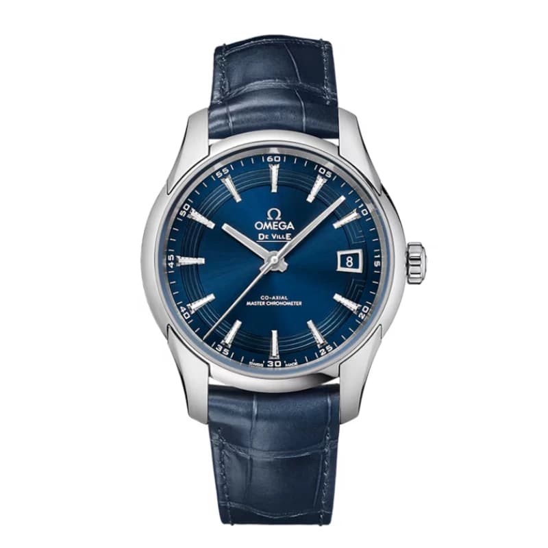 امگا دویل Hour Vision Co-Axial Master Chronometer 41، استیل، صفحه آبی و بند چرمی آبی | رفرنس 433.33.41.21.03.001