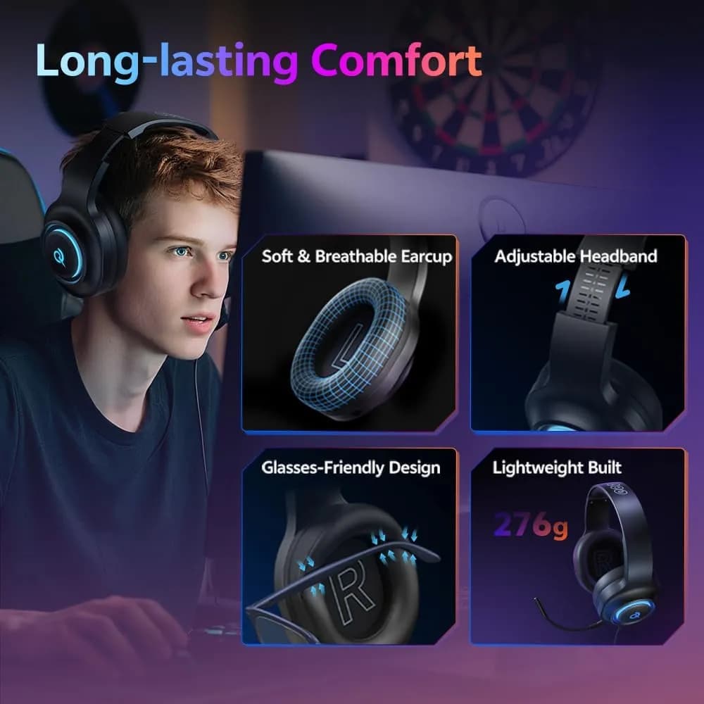 هدفون گیمینگ شیائومی کیو سی وای وی 200 با کابل (QCY Gaming Headset Heroad V200 With Cable) — تصویر ۵