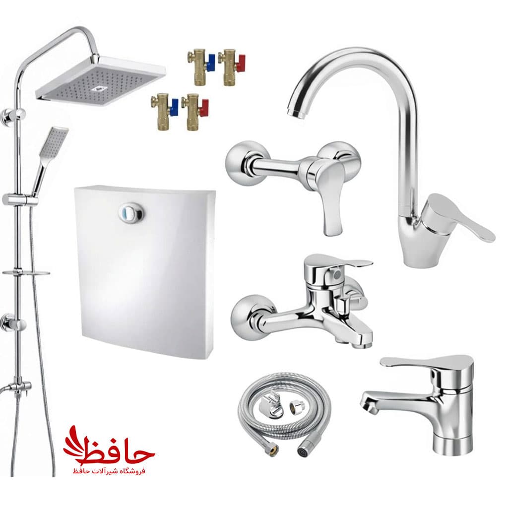 ست کامل شیرآلات رخشا مدل لاله ۱۱ تکه کروم — تصویر ۲