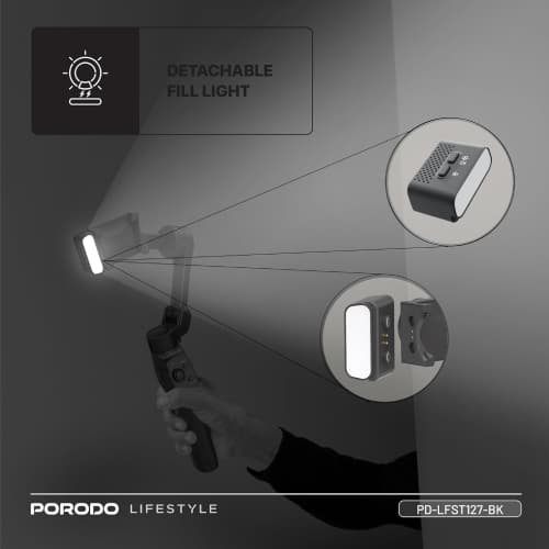 پایه نگهدارنده گیمبال استابلایزر 3 محوره پرودو (PORODO 3-AXIS GIMBAL STABLIZER Magnetic Fill Light) — تصویر ۶