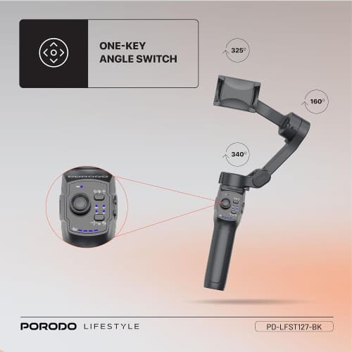 پایه نگهدارنده گیمبال استابلایزر 3 محوره پرودو (PORODO 3-AXIS GIMBAL STABLIZER Magnetic Fill Light) — تصویر ۵