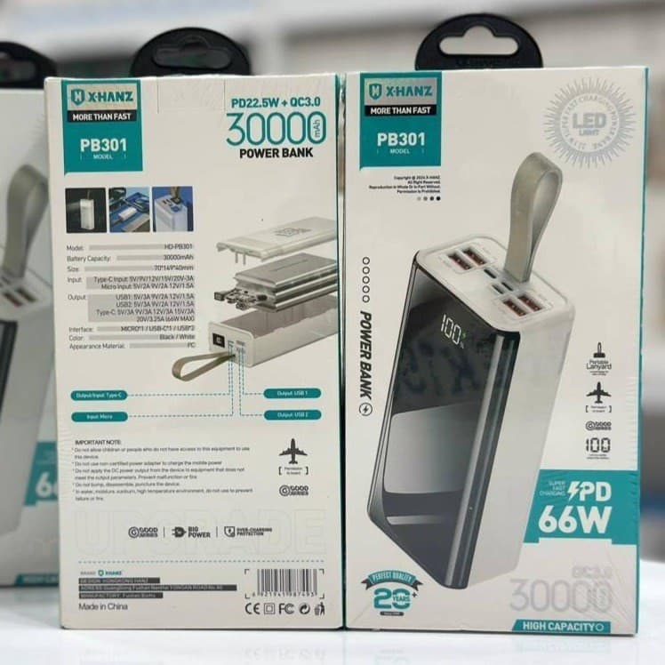 پاوربانک 30000 میلی آمپر برند X-HANZ مدل PB301 — تصویر ۳