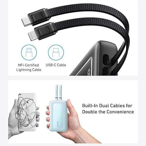 پاور بانک انکر 30 وات زولو 20000 با دو کابل متصل (Anker Zolo Power Bank 20000mAh A1681) — تصویر ۴